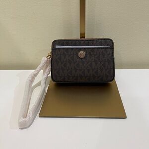 Michael Kors Brown Monogram Wristlet